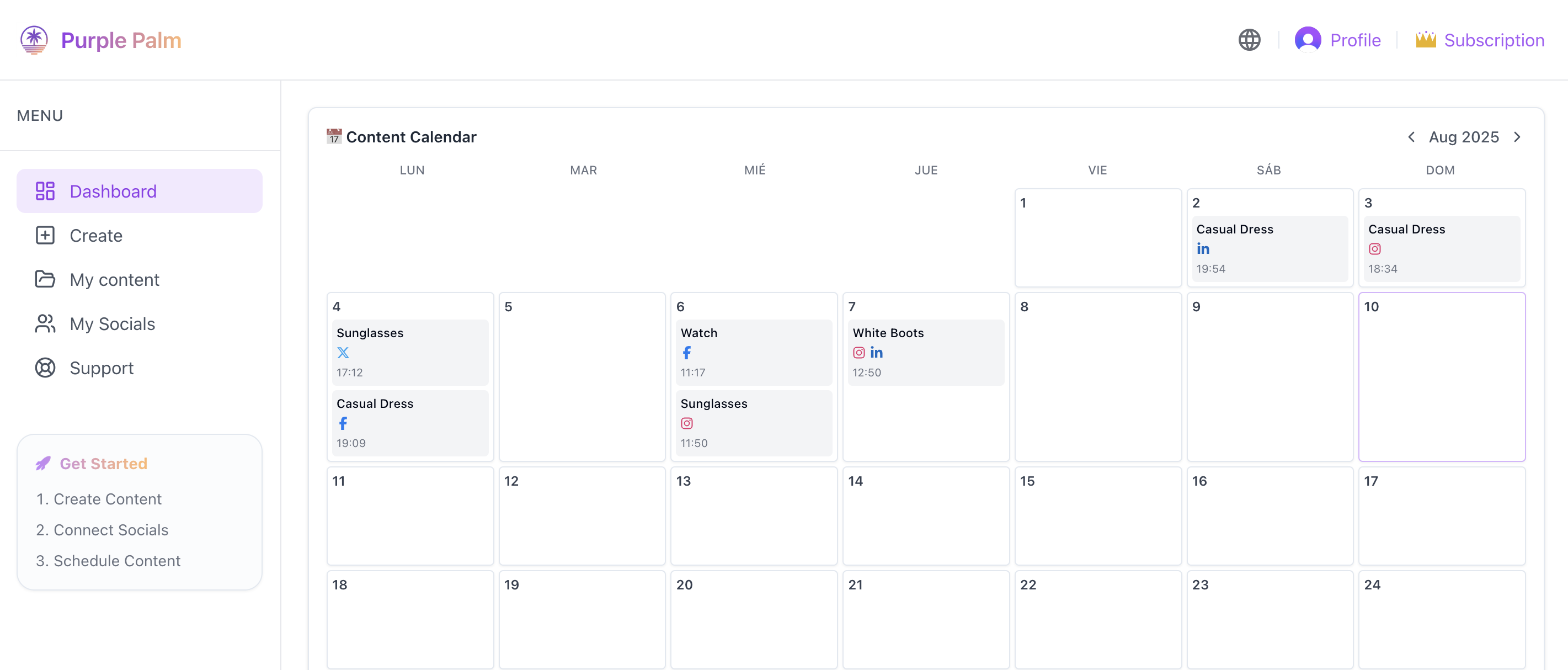 social media calendar